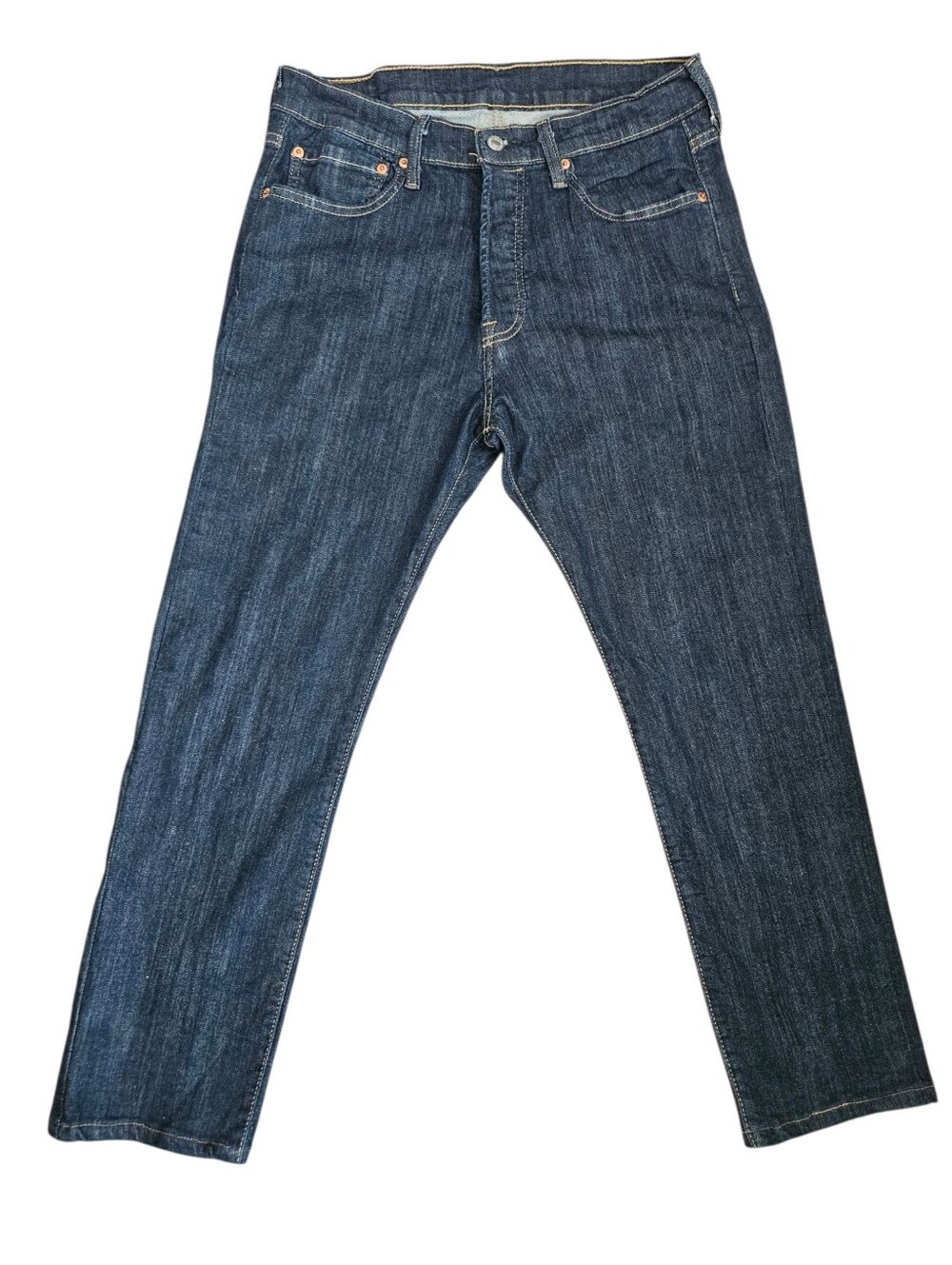 Levis 501 Button Fly Mens‎ Dark Wash Blue Jeans 32X27
